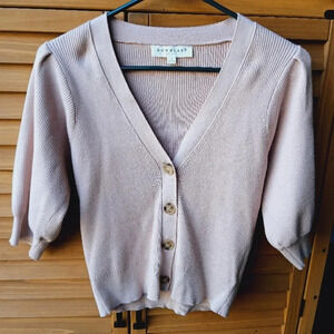 DownEast Women's Beige Cardigan Sweater